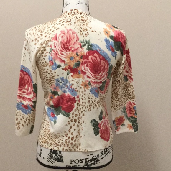 Ivory and brown animal print twin set - Picture 4 of 7